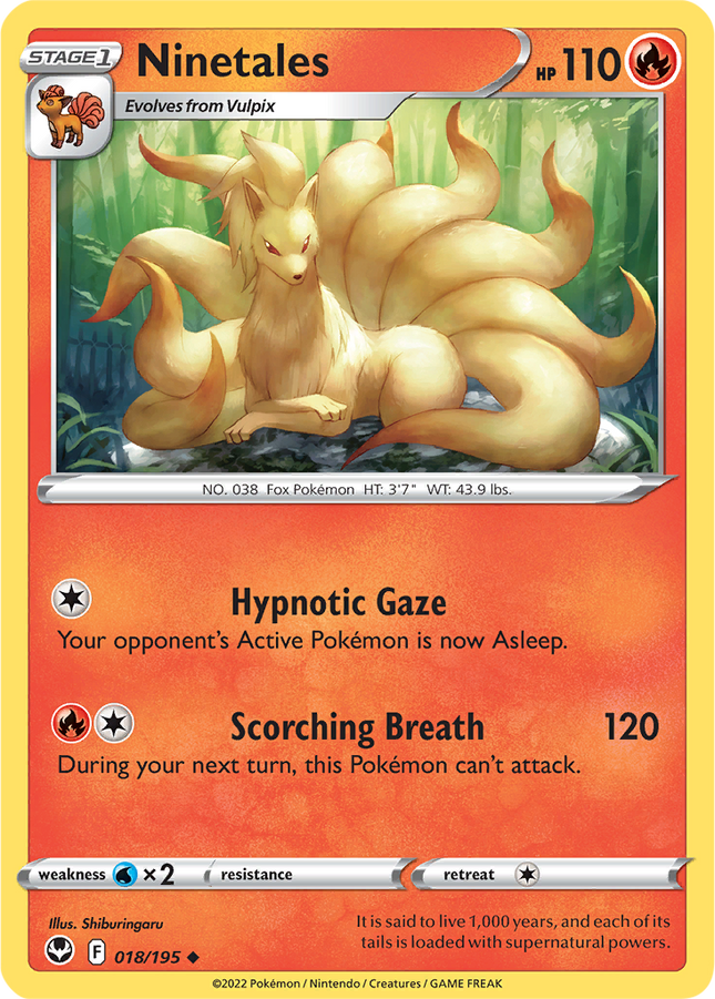 Ninetales 018/195 Reverse Holo Silver Tempest Pokemon Card