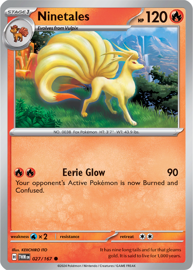Ninetales 027/167 Reverse Holo Twilight Masquerade Pokemon Card