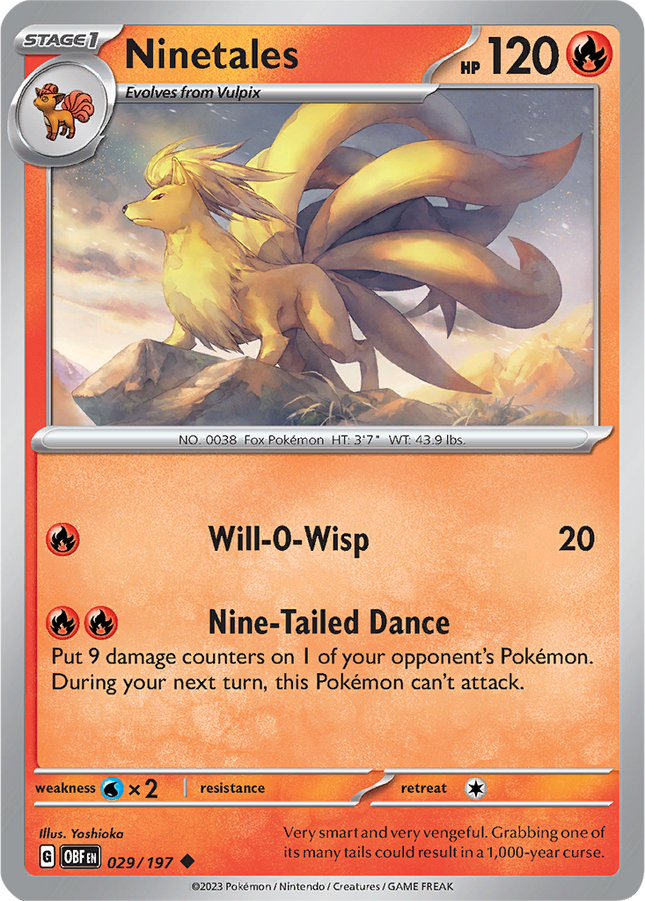 Ninetales 029/197 Non-Holo Obsidian Flames Pokemon Card
