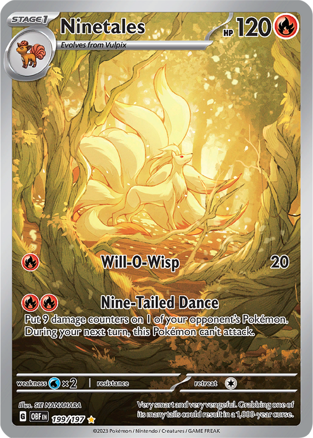 Ninetales 199/197 Illustration Rare Obsidian Flames Pokemon Card
