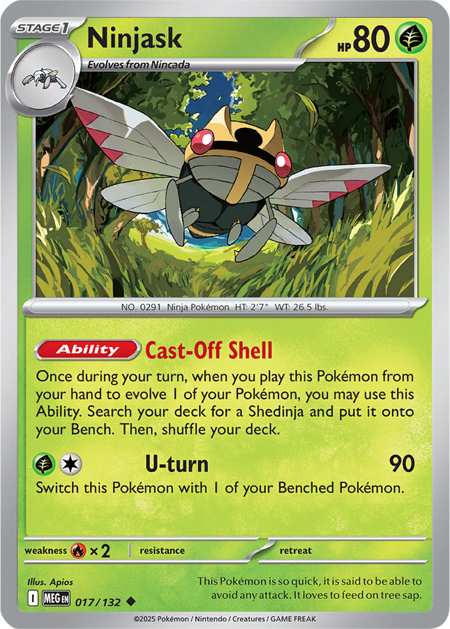 Ninjask 017/132 Non-Holo Mega Evolution Pokemon Card