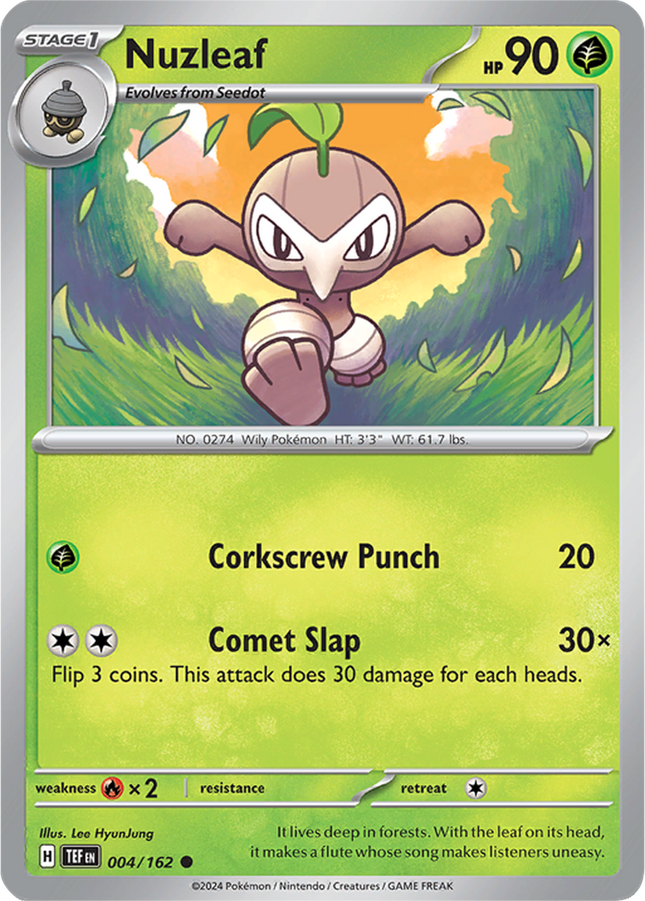 Nuzleaf 004/162 Non-Holo Temporal Forces Pokemon Card