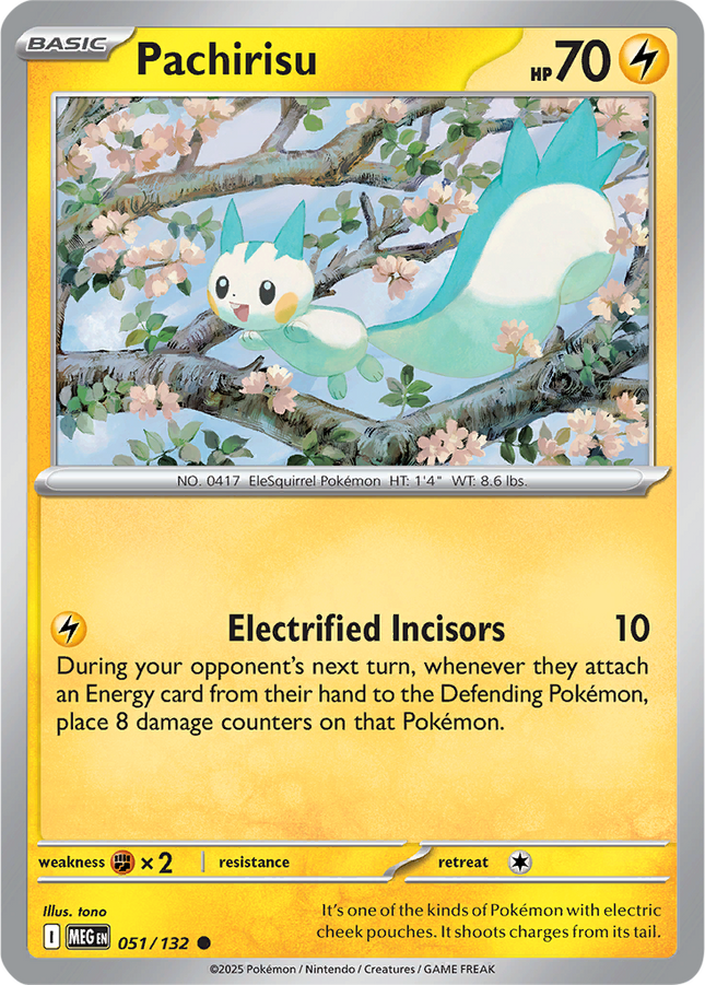 Pachirisu 051/132 Reverse Holo Mega Evolution Pokemon Card