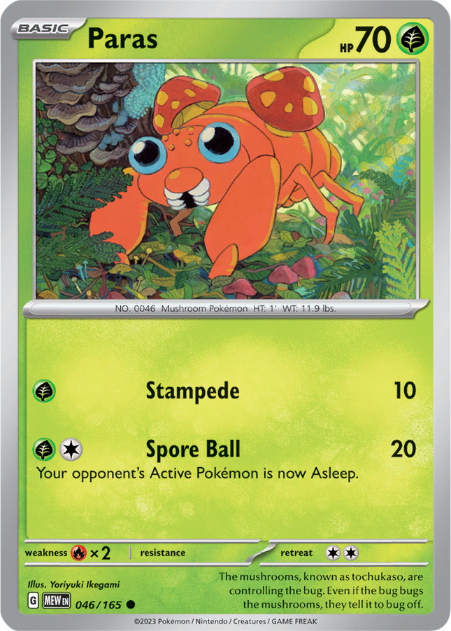 Paras 046/165 Reverse Holo 151 Pokemon Card