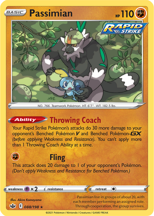 Passimian 088/198 Reverse Holo Chilling Reign Pokemon Card