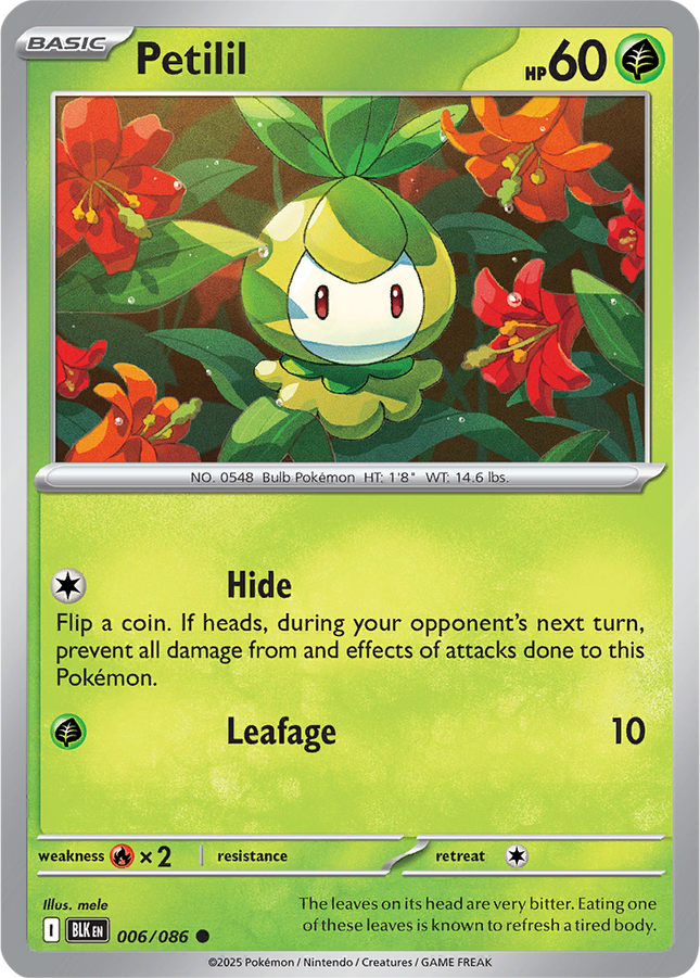 Petilil 006/086 Reverse Holo Black Bolt Pokemon Card