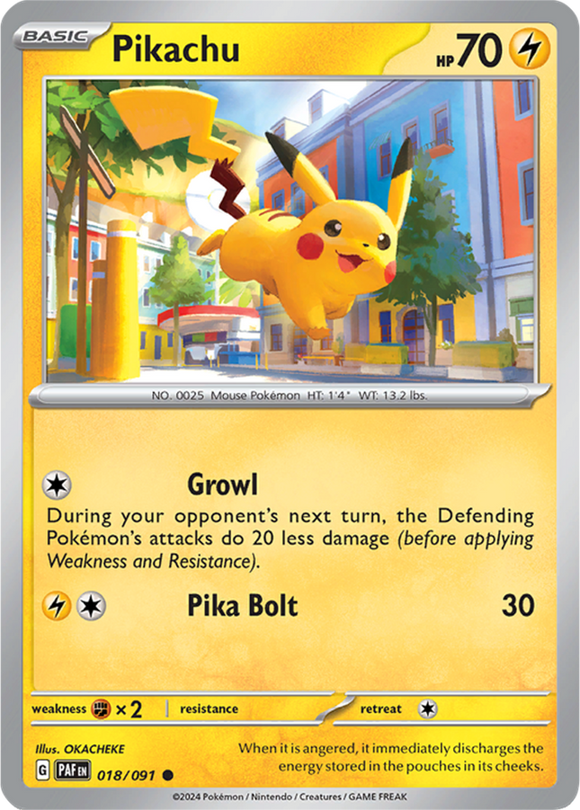 Pikachu 018/091 Non-Holo Paldean Fates Pokemon Card