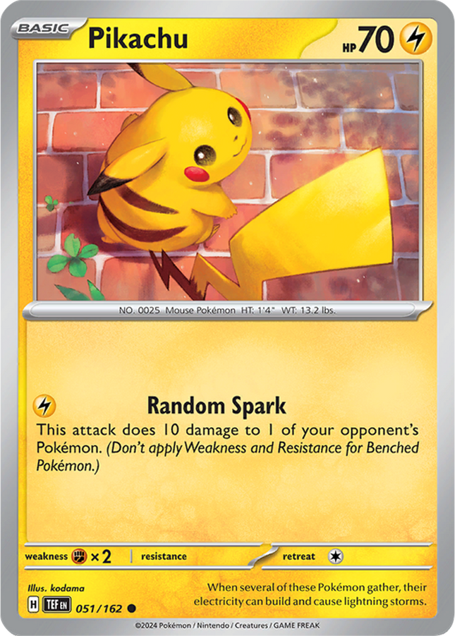 Pikachu 051/162 Reverse Holo Temporal Forces Pokemon Card