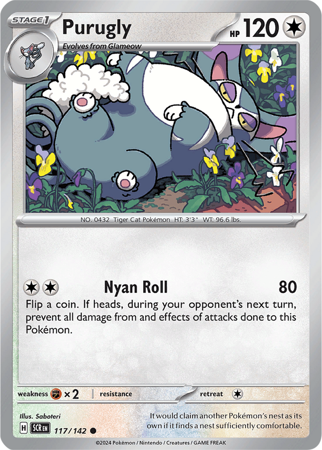 Purugly 117/142 Non-Holo Stellar Crown Pokemon Card