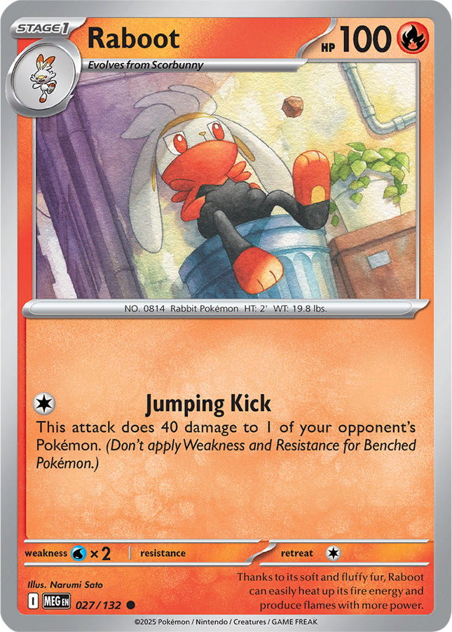 Raboot 027/132 Reverse Holo Mega Evolution Pokemon Card