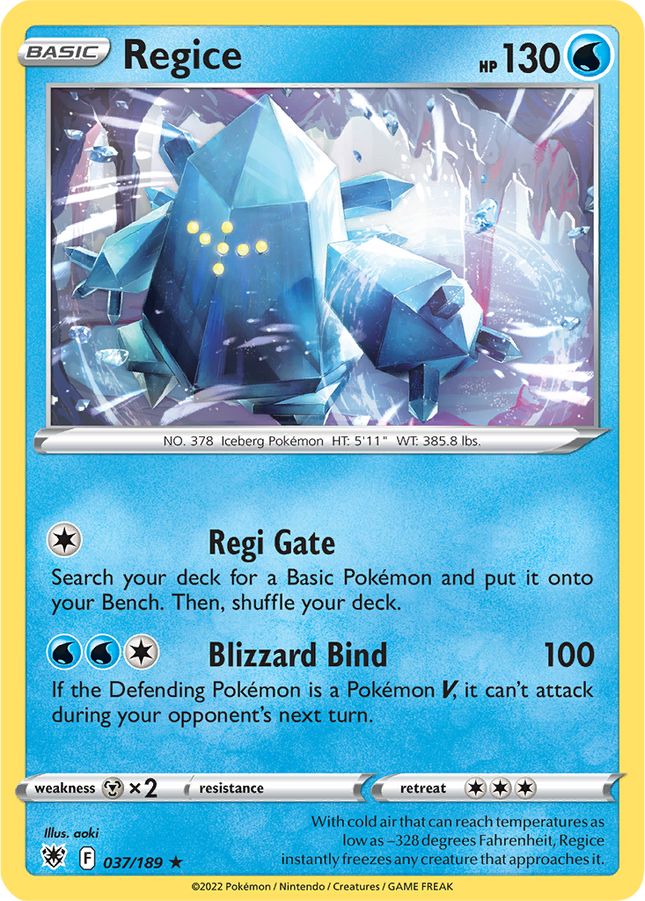 Regice 037/189 Non-Holo Astral Radiance Pokemon Card