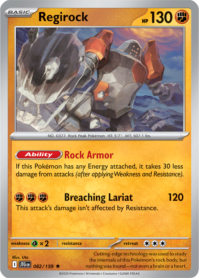 Regirock 082/159 Holo Journey Together Pokemon Card