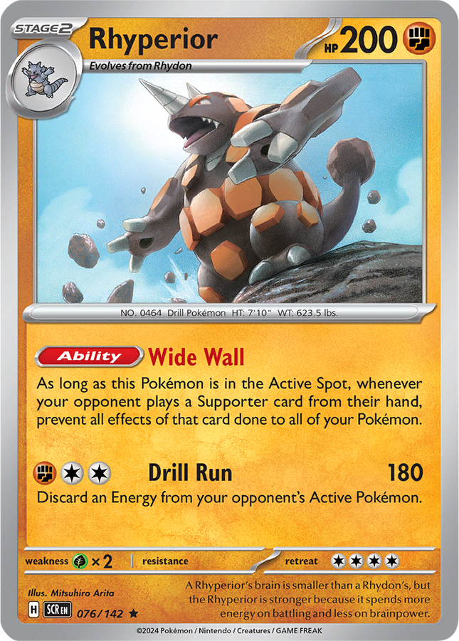 Rhyperior 076/142 Reverse Holo Stellar Crown Pokemon Card