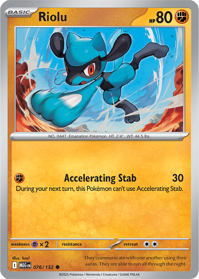 Riolu 076/132 Non-Holo Mega Evolution Pokemon Card