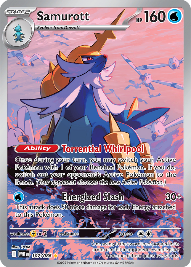 Samurott 107/086 Illustration Rare White Flare Pokemon Card