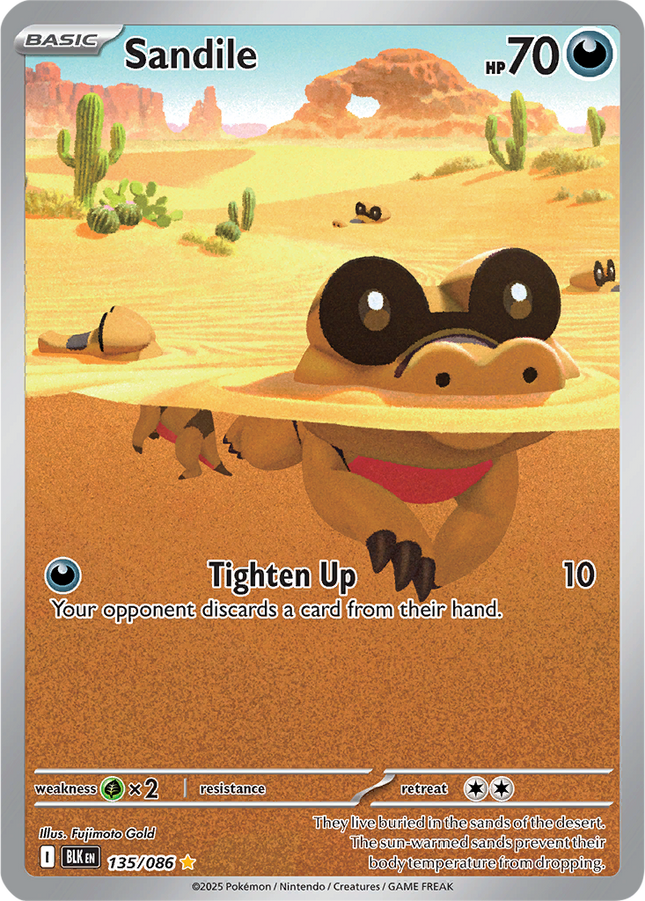 Sandile 135/086 Illustration Rare Black Bolt Pokemon Card