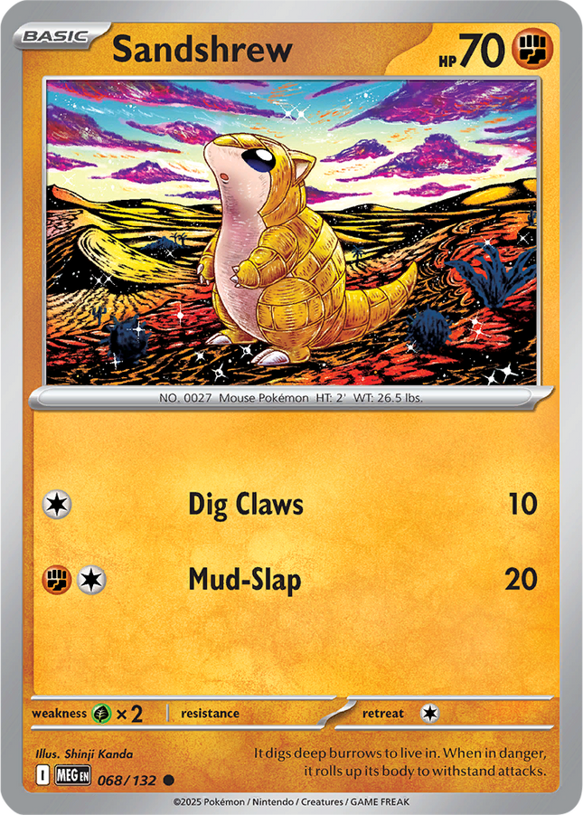 Sandshrew 068/132 Non-Holo Mega Evolution Pokemon Card