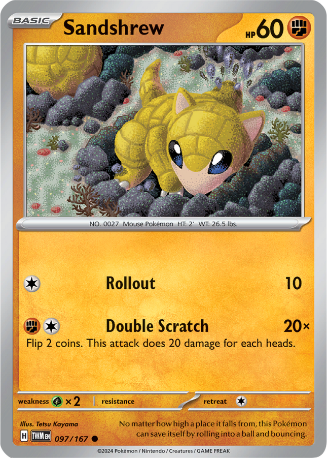 Sandshrew 097/167 Non-Holo Twilight Masquerade Pokemon Card