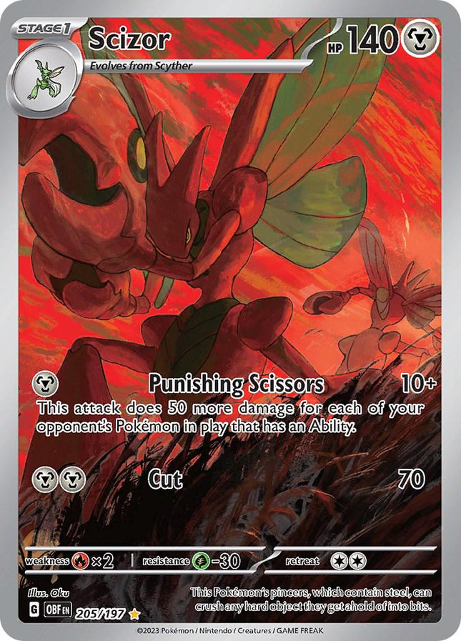 Scizor 205/197 Illustration Rare – Obsidian Flames | Pokémon TCG English