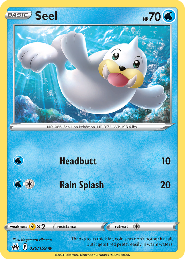 Seel 029/159 Non-Holo Crown Zenith Pokemon Card