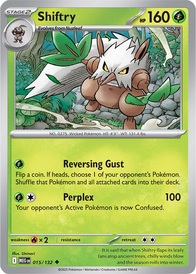 Shiftry 015/132 Reverse Holo Mega Evolution Pokemon Card