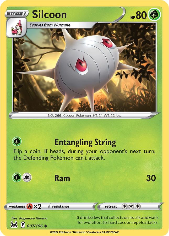 Silcoon 007/196 Non-Holo Lost Origin Pokemon Card