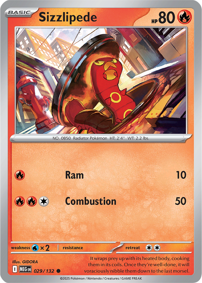 Sizzlipede 029/132 Reverse Holo Mega Evolution Pokemon Card