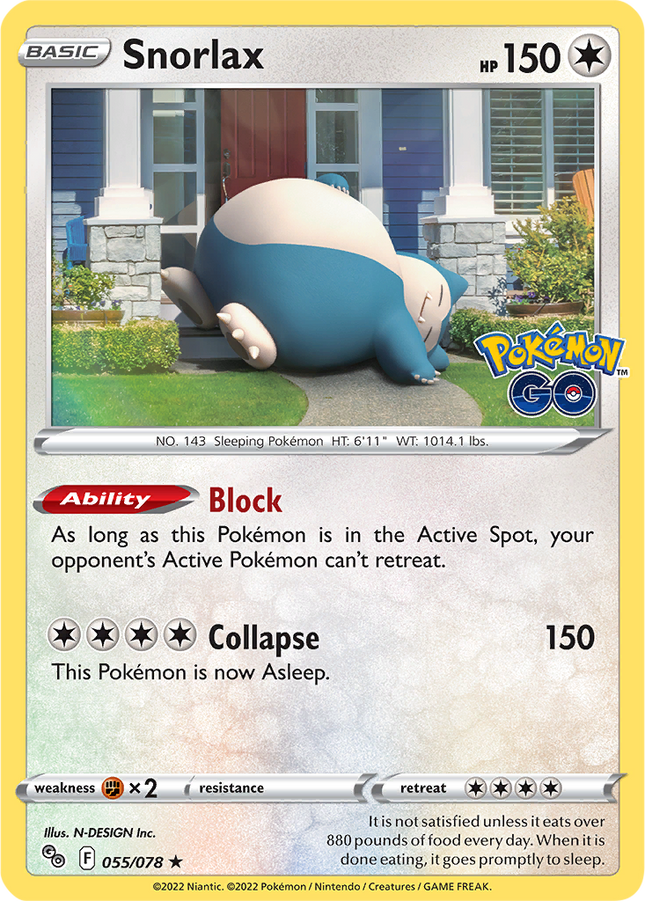 Snorlax 055/078 Holo Pokémon GO Pokemon Card