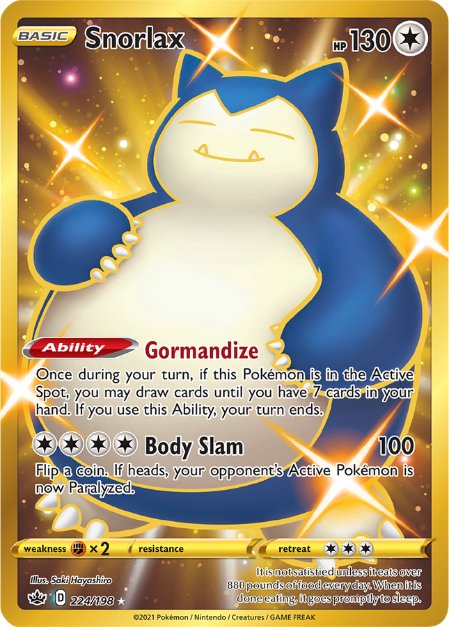 Snorlax 224/198 Secret Rare Chilling Reign Pokemon Card