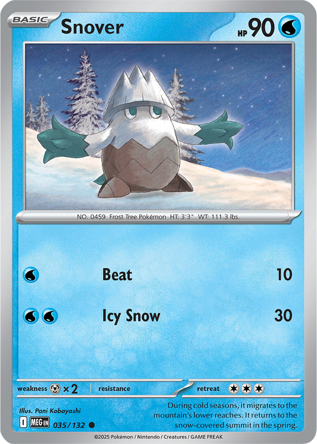 Snover 035/132 Reverse Holo Mega Evolution Pokemon Card