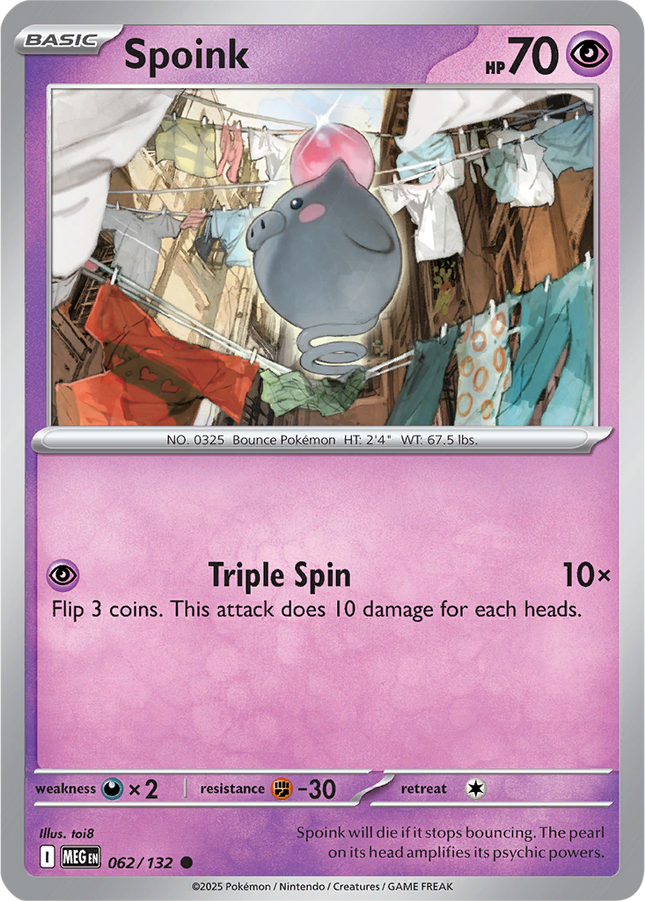 Spoink 062/132 Non-Holo Mega Evolution Pokemon Card