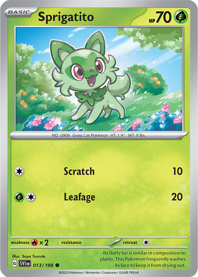 Sprigatito 013/198 Non-Holo Scarlet & Violet Base Set Pokemon Card