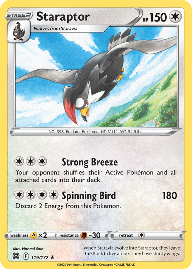 Staraptor 119/172 Reverse Holo Brilliant Stars Pokemon Card
