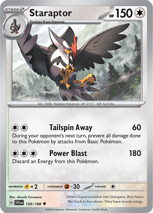 Staraptor 150/198 Non-Holo Scarlet & Violet Base Set Pokemon Card