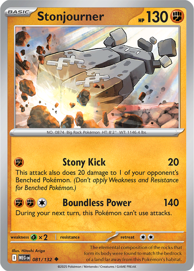 Stonjourner 081/132 Non-Holo Mega Evolution Pokemon Card