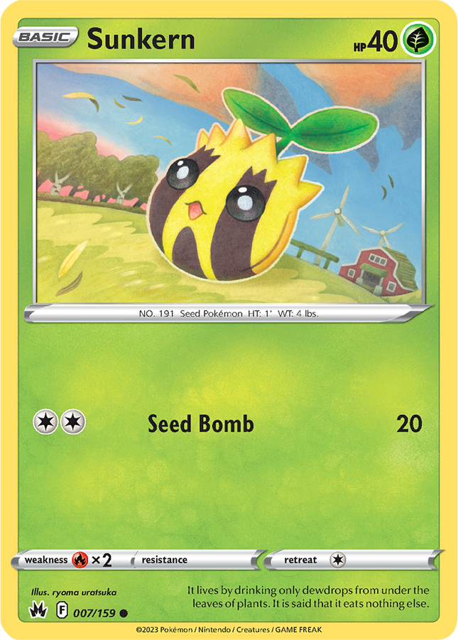 Sunkern 007/159 Reverse Holo Crown Zenith Pokemon Card