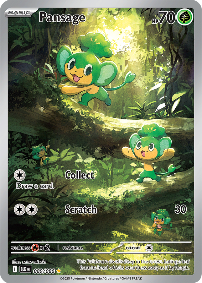 Pansage 089/086 Illustration Rare Black Bolt Pokemon Card