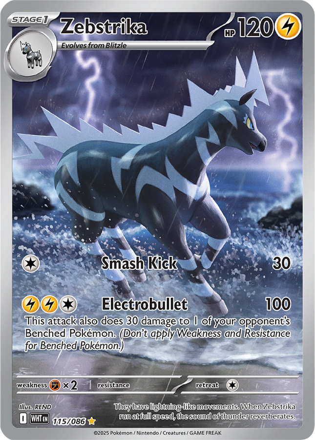 Zebstrika 115/086 Illustration Rare White Flare Pokemon Card