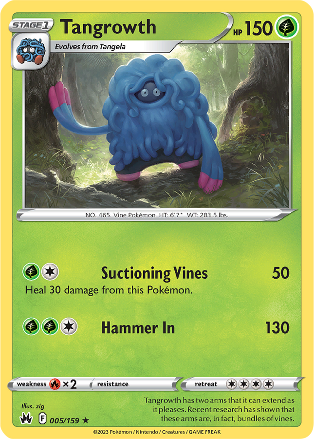 Tangrowth 005/159 Reverse Holo Crown Zenith Pokemon Card