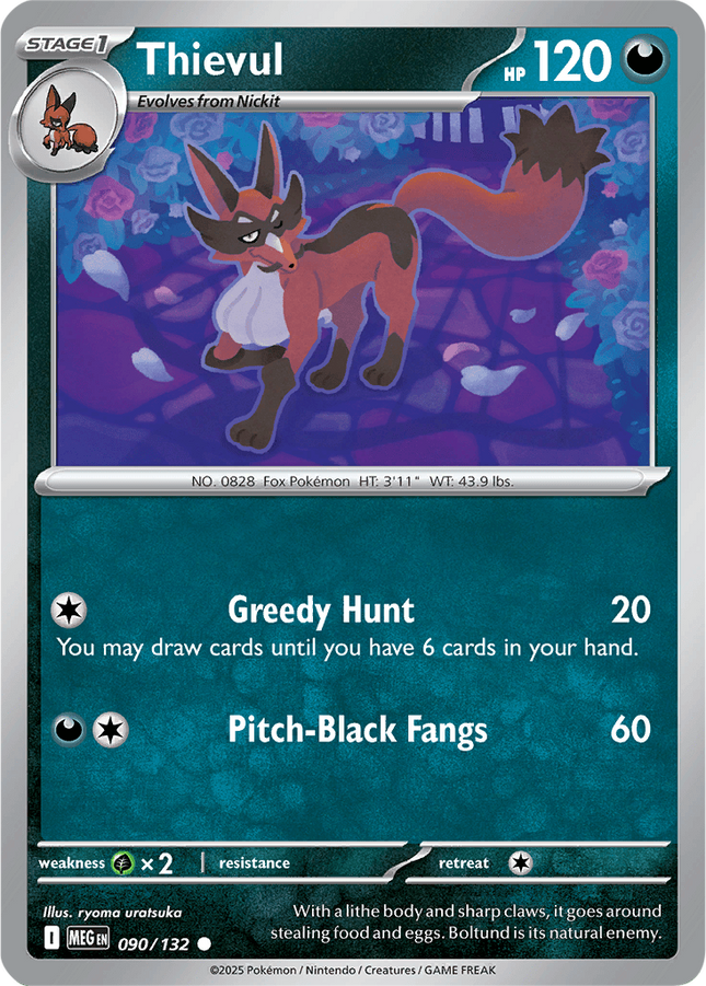 Thievul 090/132 Non-Holo Mega Evolution Pokemon Card
