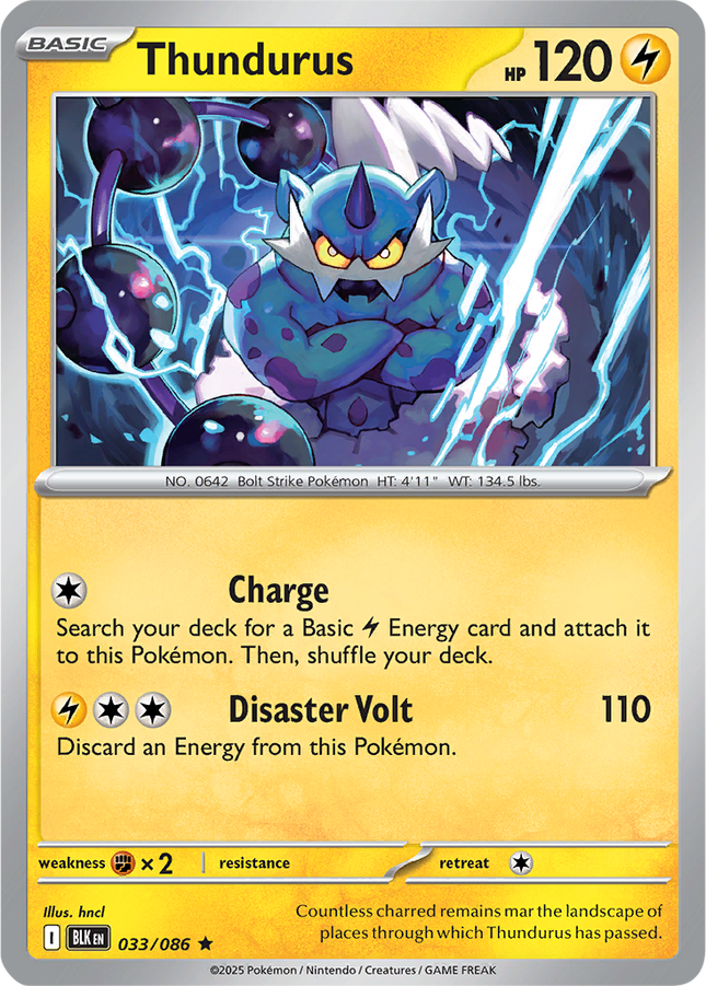 Thundurus 033/086 Poké Ball Reverse Holo Black Bolt Pokemon Card