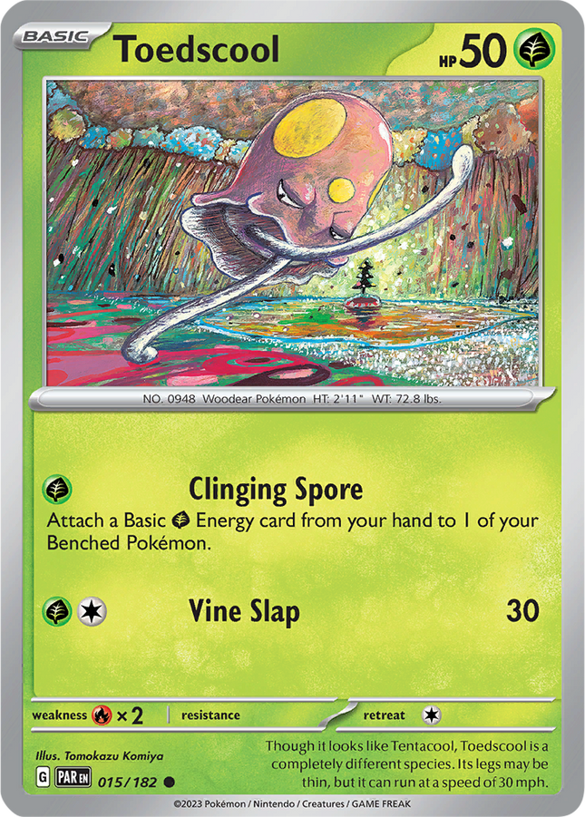 Toedscool 015/182 Reverse Holo Paradox Rift Pokemon Card