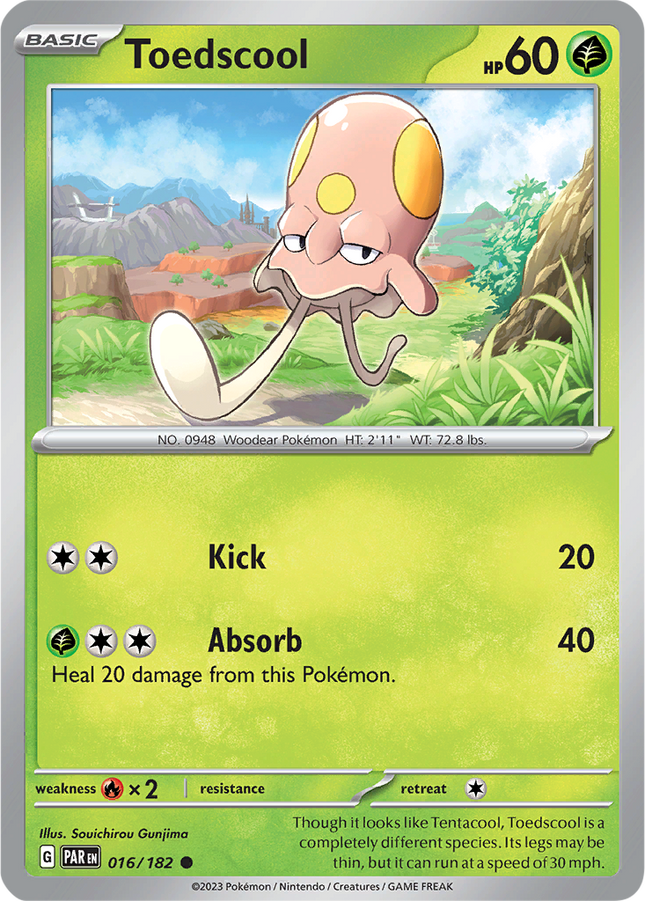 Toedscool 016/182 Non-Holo Paradox Rift Pokemon Card