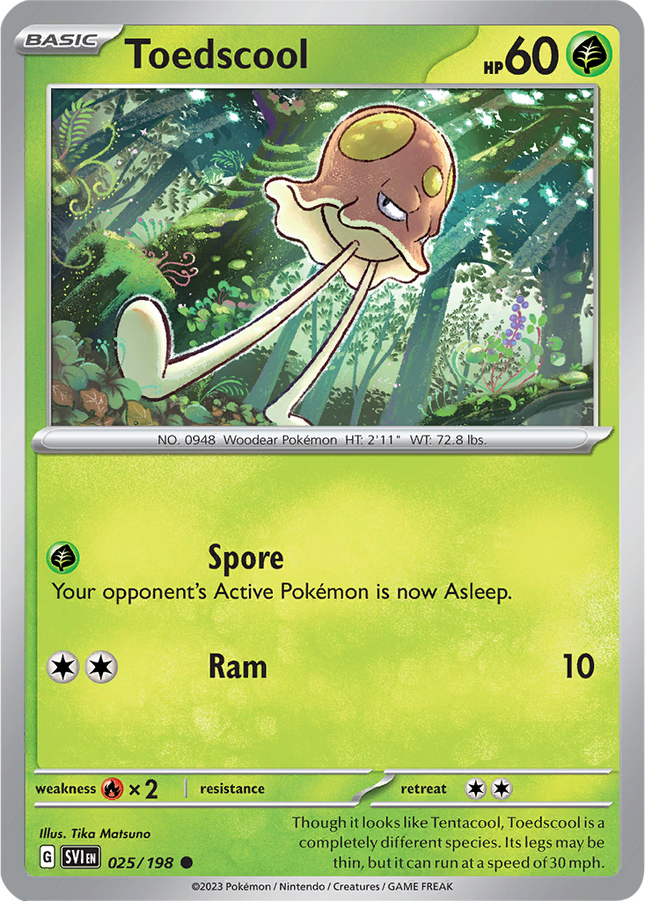 Toedscool 025/198 Non-Holo Scarlet & Violet Base Set Pokemon Card
