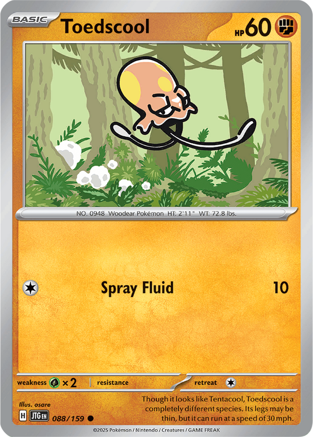 Toedscool 088/159 Reverse Holo Journey Together Pokemon Card