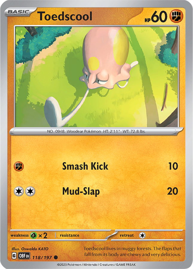 Toedscool 118/197 Non-Holo Obsidian Flames Pokemon Card