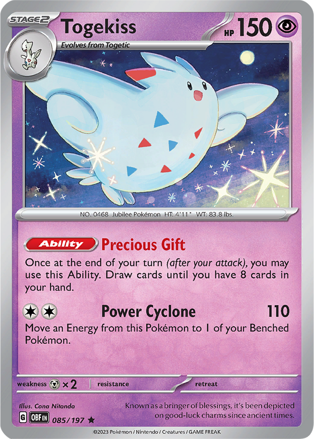 Togekiss 085/197 Reverse Holo Obsidian Flames Pokemon Card