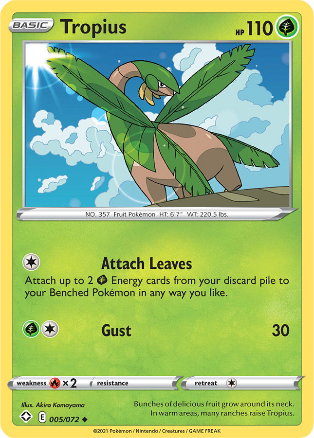 Tropius 005/072 Reverse Holo Shining Fates Pokemon Card