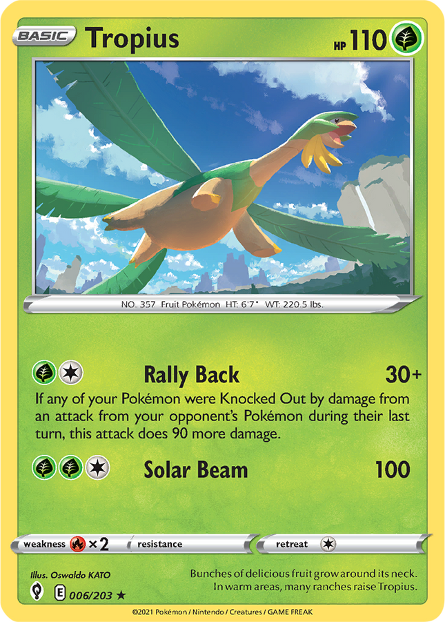 Tropius 006/203 Reverse Holo Evolving Skies Pokemon Card