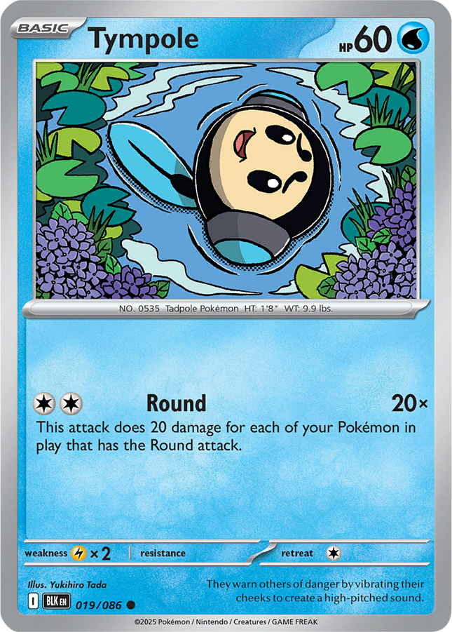 Tympole 019/086 Master Ball Reverse Holo Black Bolt Pokemon Card